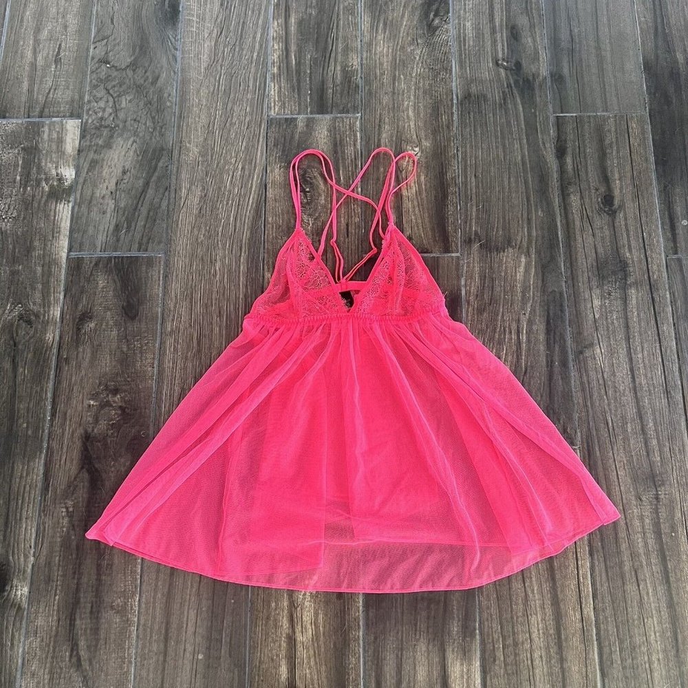 victoria secret Neon Pink Cami Tulle Size Small Lace